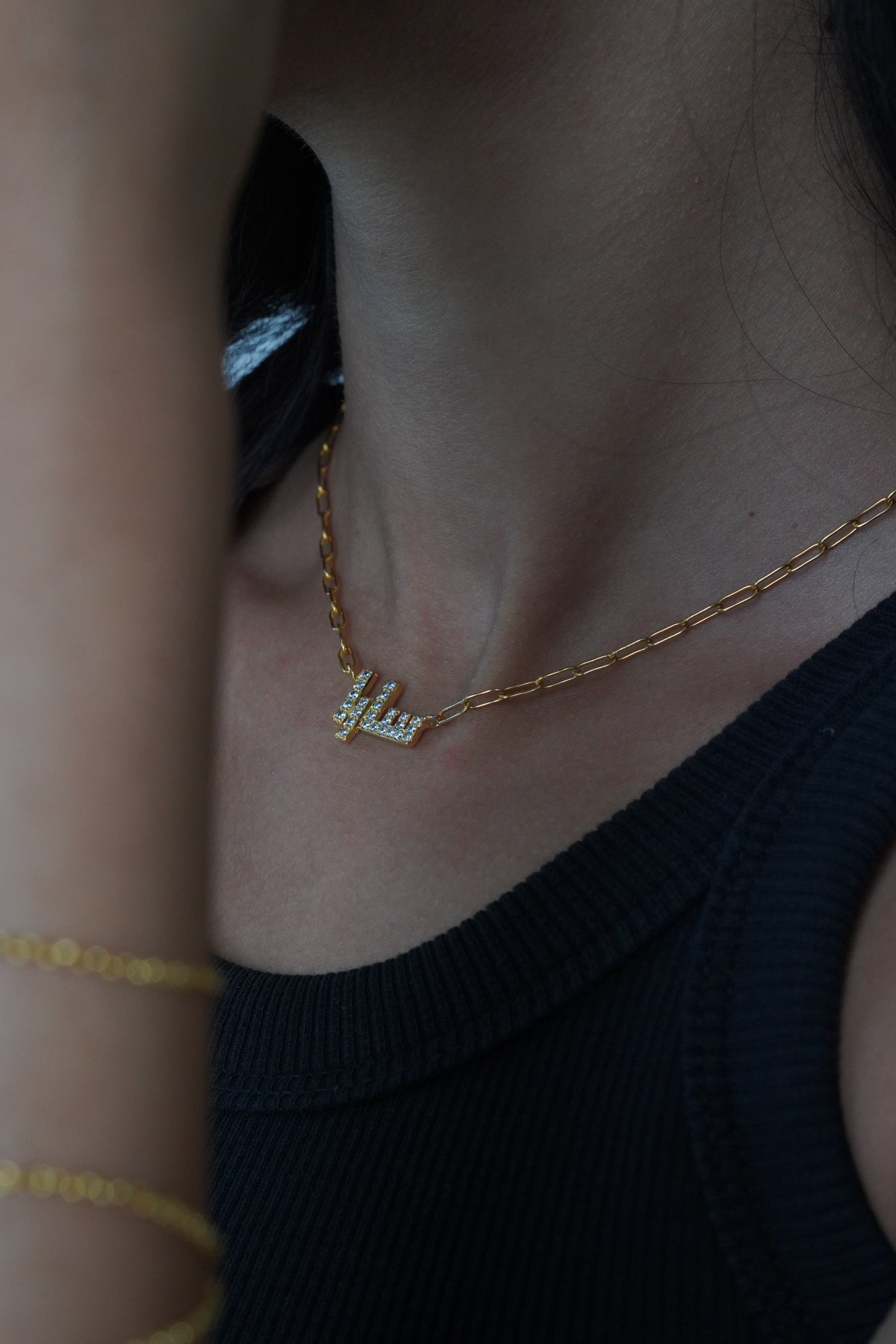 Full stone paperclip necklace