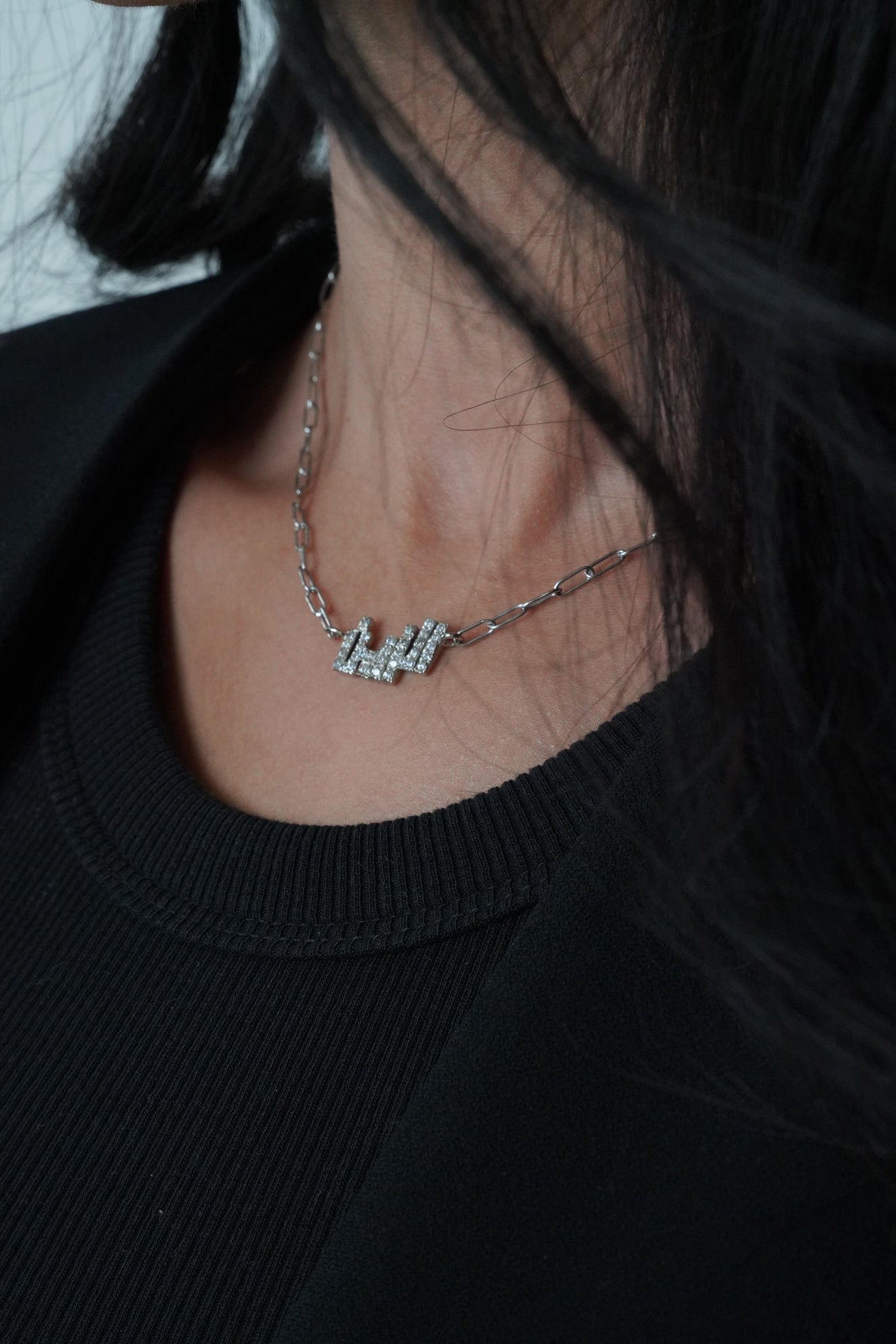Full stone paperclip necklace