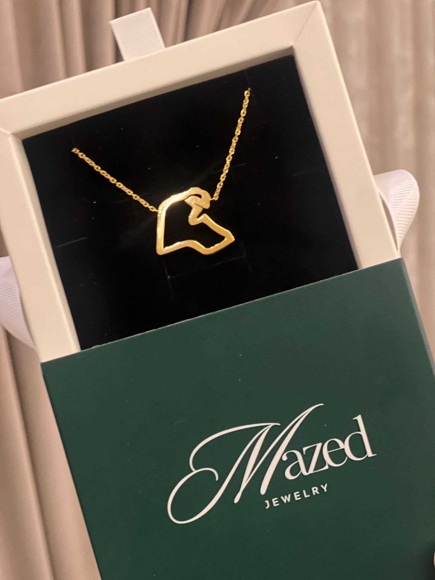 Kuwait map silver gold plated