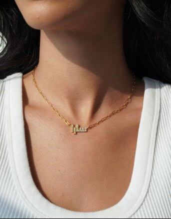 Full stone paperclip necklace